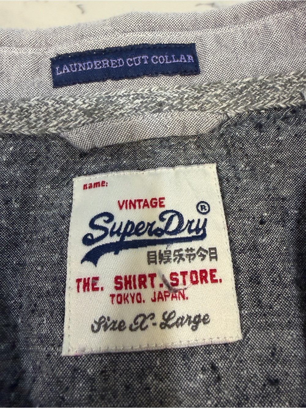 Vintage Super dry Tokyo Japan Laundered Cut Collar Long Sleeve Mens XL Gray - Picture 3 of 11